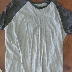 Casual Gray and Black Raglan Tee